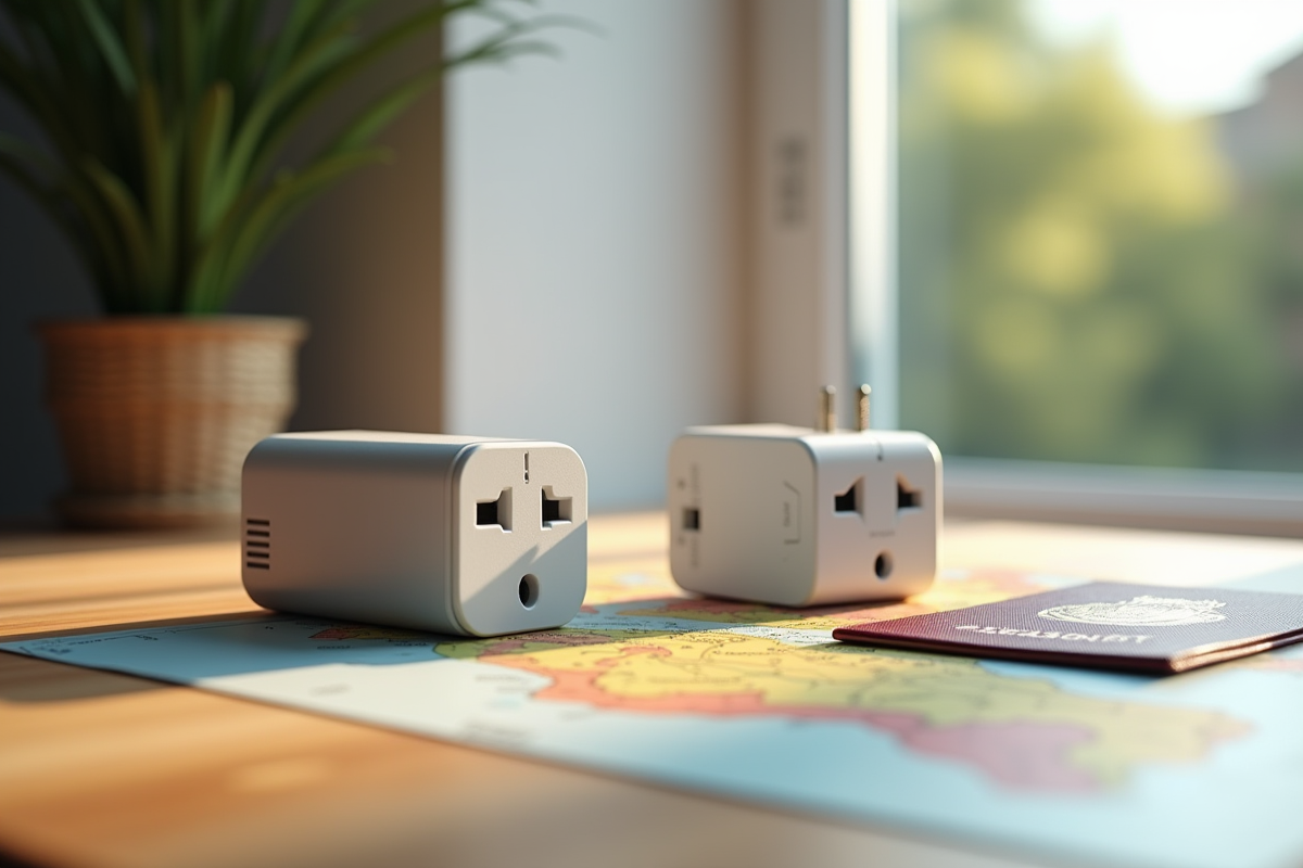 Adaptateur de voyage européen avec prise argentine sur bureau