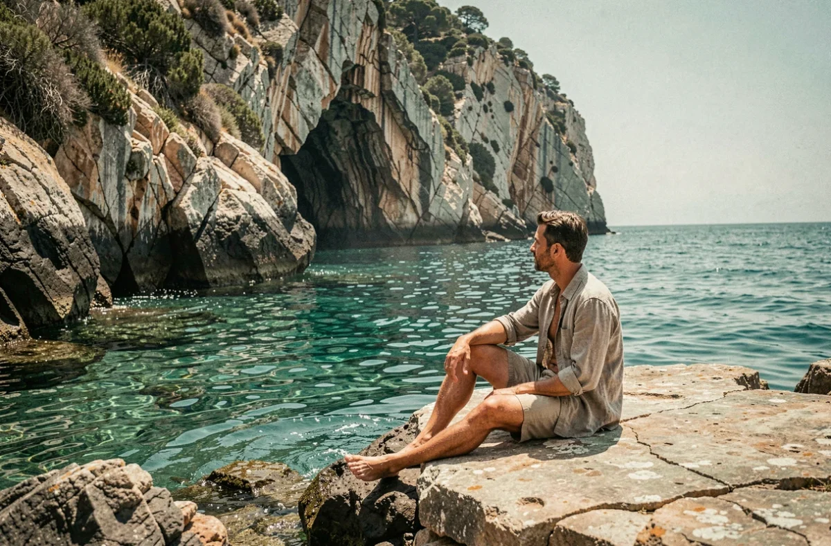 Crique rocheuse isolée sur la Costa Brava espagnole avec eau émeraude et falaises calcaires