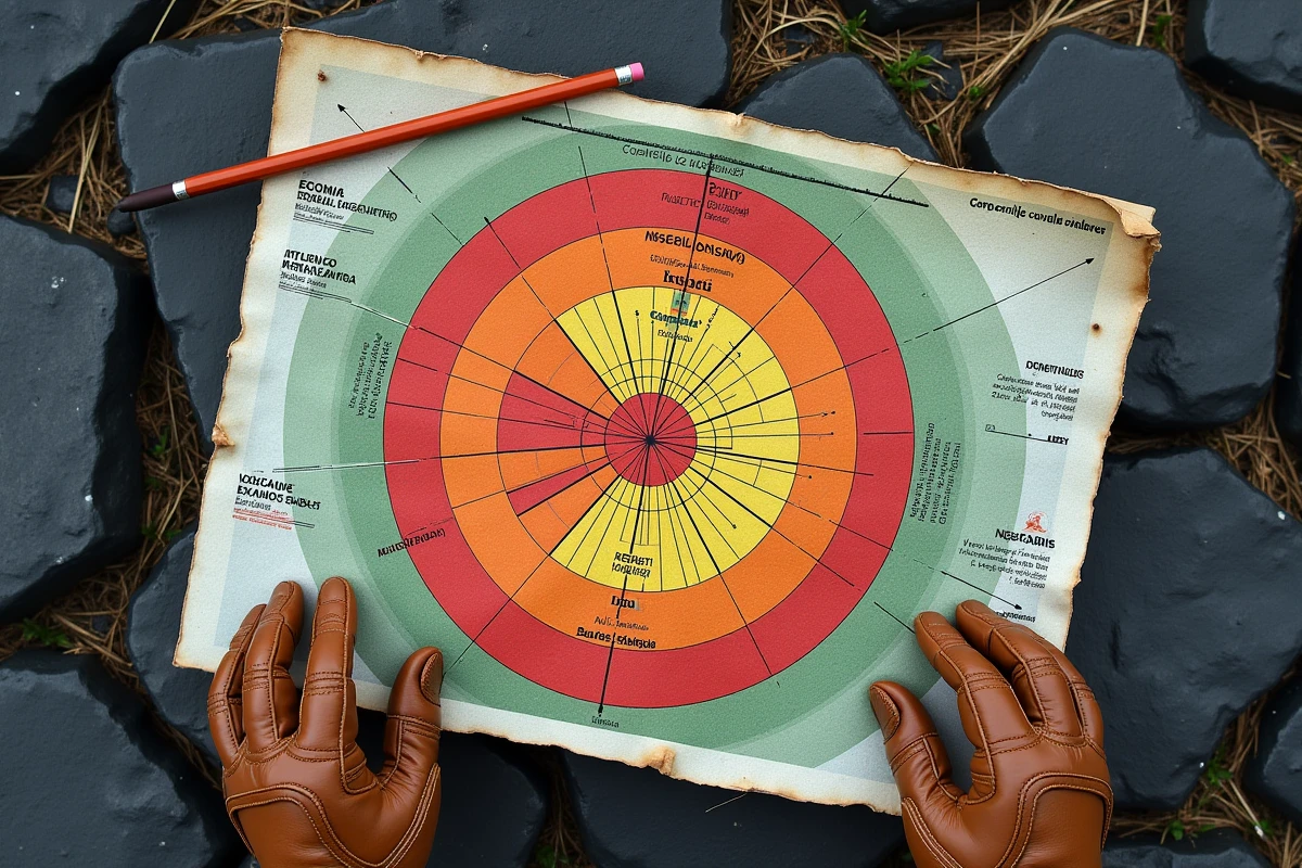 Gros plan d'une carte officielle des zones à risque volcanique en Italie avec légende colorée
