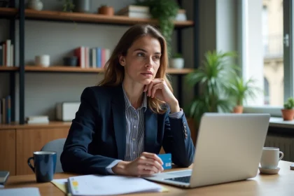 Jeune femme professionnelle dans un appartement parisien