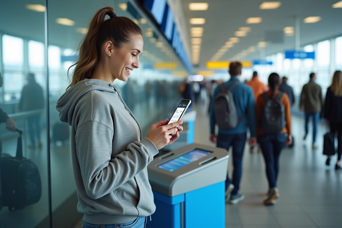 Jeune femme avec smartphone &agrave; l