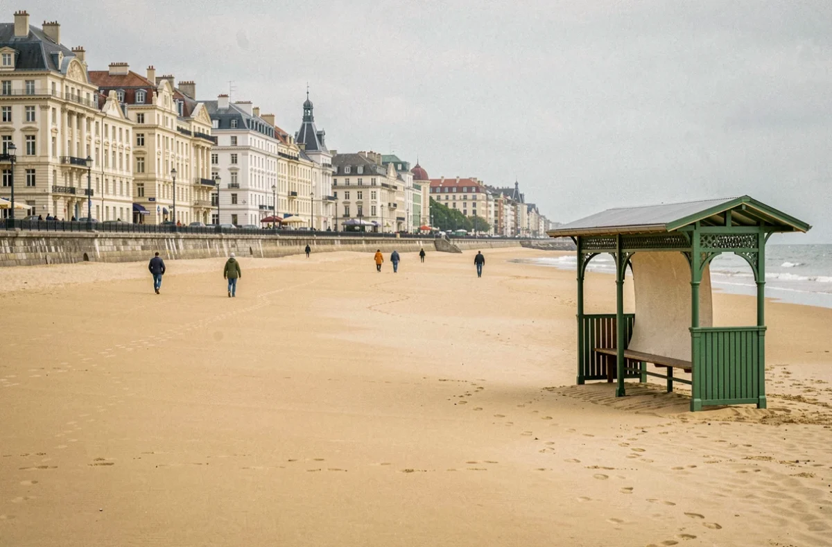 La plage urbaine de Malo-les-Bains à Dunkerque avec sa promenade et ses façades Belle Époque en arrière-plan